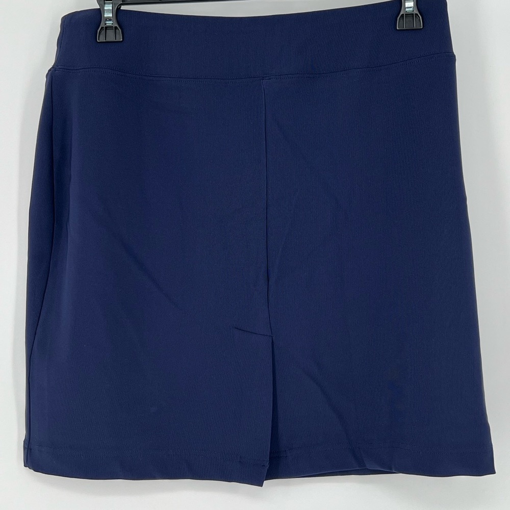 BOSTON PROPER‎ NAVY BLUE PULL  ON SKIRT W/COMFORTABLE STRETCH GREAT TRAVEL SKIRT